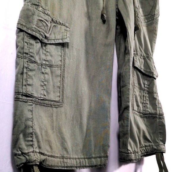 Unionbay Womens 7 Cargo Shorts Cotton Olive Green Longline Utility Y2K Gorpcore - Picture 4 of 9